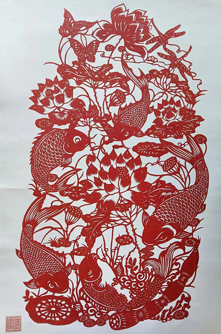 （连年有余）单色剪纸75×50cm.jpg